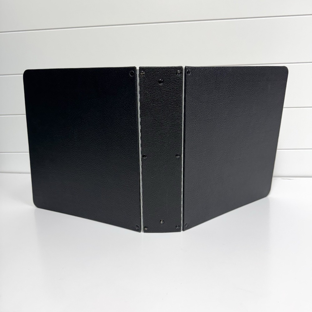 Vintage Norwood Black Pebble 3 Ring Binder Piano Hinge Commercial Grade